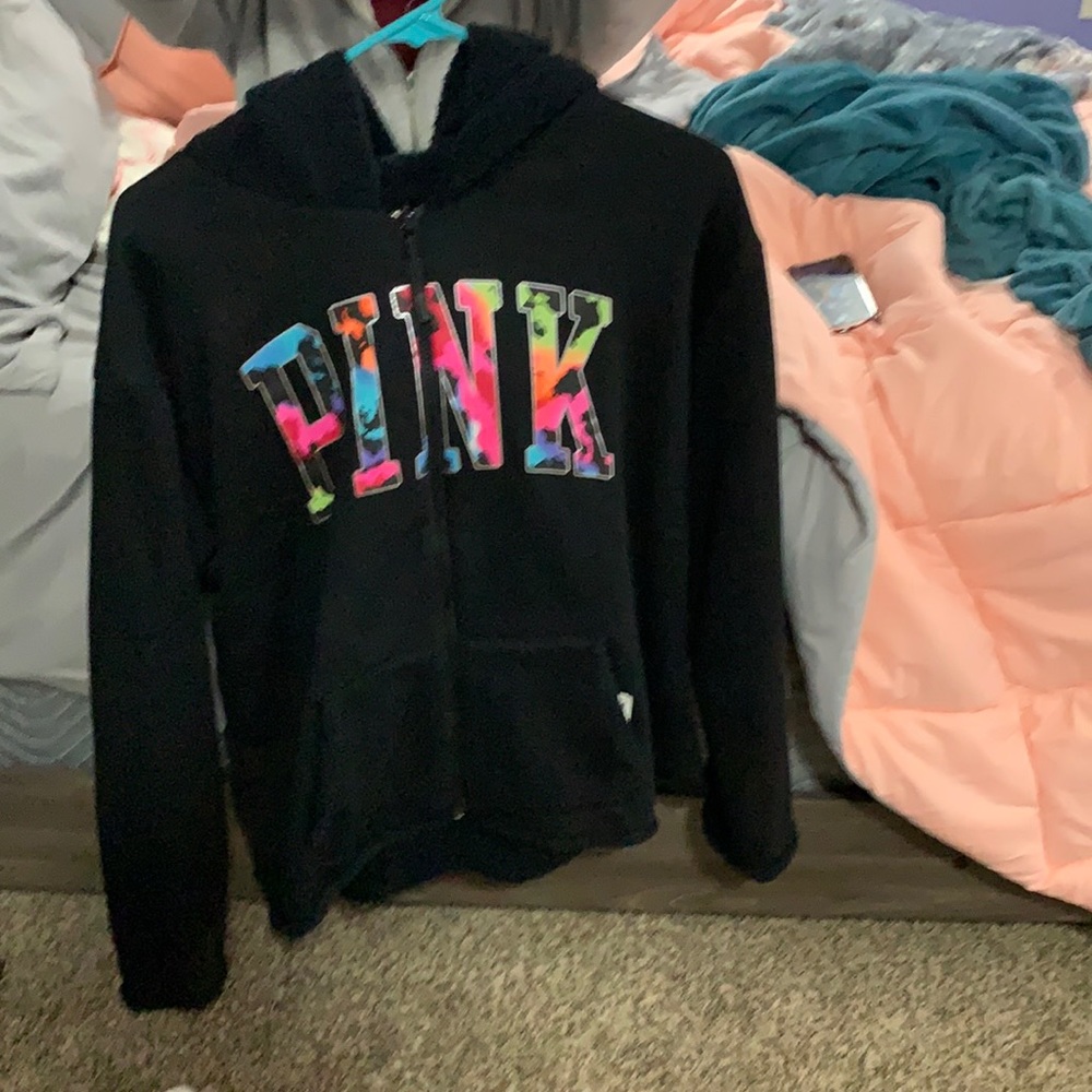 PINK black pink and blue jacket